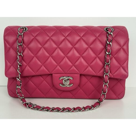 Chanel Lambskin Quilted Medium Double Flap Bag Pink with Silver Hardware B-4 - Picture 2 of 16
